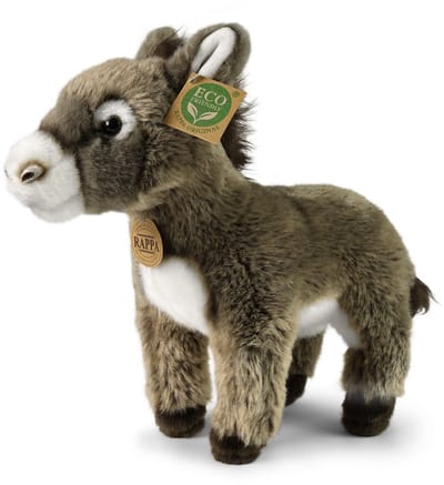 Rappa ECO knuffel ezel 28 cm - realistische knuffel van recyclede PET flessen - grijs