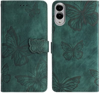 Coverup Hoesje - Geschikt voor Samsung Galaxy S25 Edge Hoesje - Coverup Vlinders Book Case - Groen