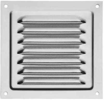 Aluminium ventilatierooster 125 x 125 mm met insectengaas voor effectieve ventilatie