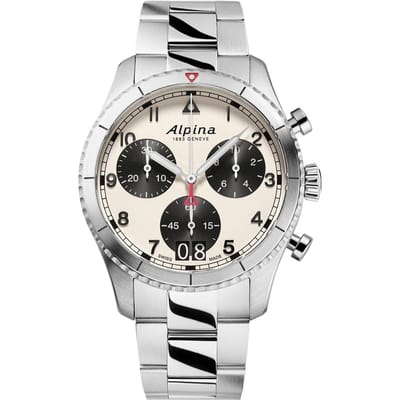 Alpina Startimer Pilot AL-372WB4S26B Horloge - Staal - Zilverkleurig - Ø 41 mm