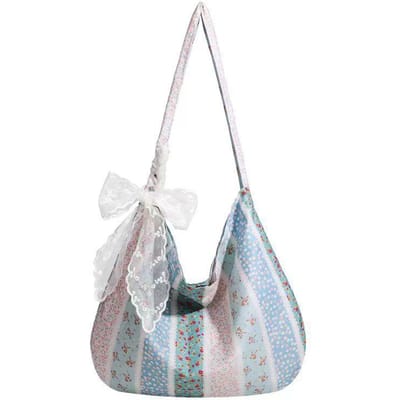 Franse Bloemen Stoffen Tas Opvouwbare Draagbare Canvas Tas Strandtas Boodschappentas white