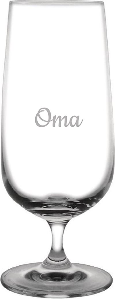 Gegraveerde bierglas op voet 41cl Oma