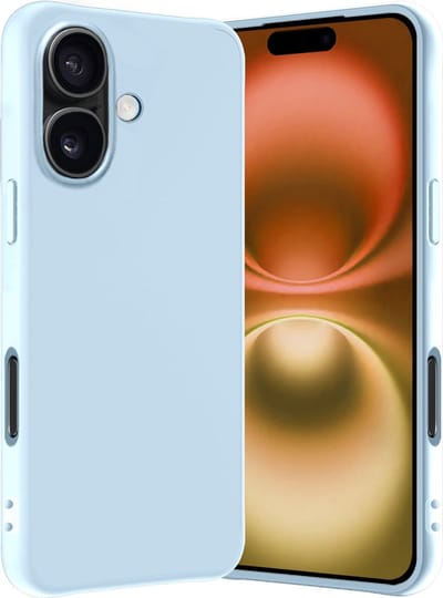 Hoes - Geschikt voor Apple iPhone 16 - Sterk & Shockproof - Hoesje Cover - Siliconen Case - Lichtblauw