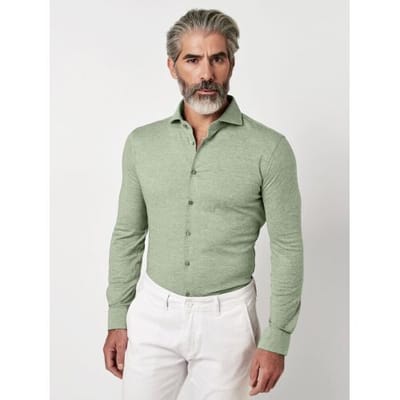 Desoto Luxury Overhemd Uni Luxury Cotton Pale Green / male