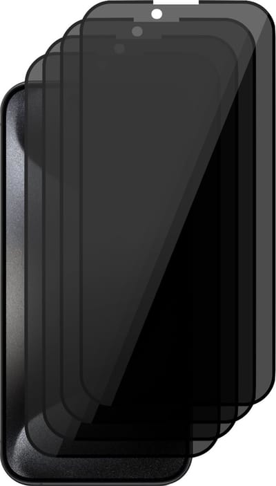 Privacy Screenprotector geschikt voor iPhone 15 Pro - 4x Glas Screen Protector FullGuard