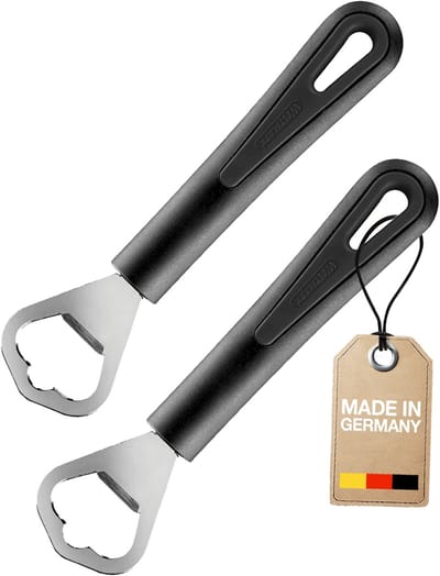 Westmark 2 flesopeners/kroonkurkopeners, elk 17 cm lang, staal/kunststof, Gentle, zwart, 280822E4