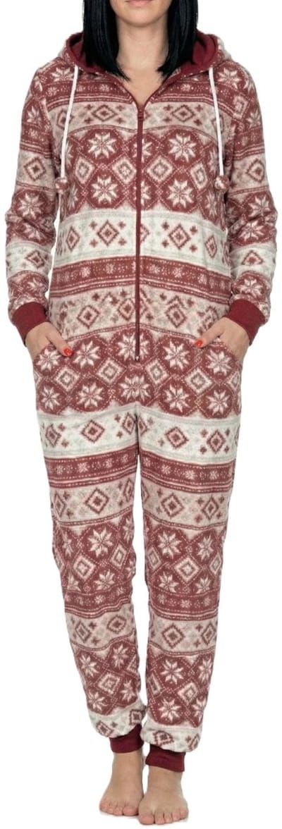 Damespyjama-jumpsuit in Noorse stijl, gemaakt van heerlijk warme koraalfleece.