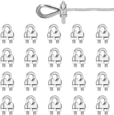 Set van 20 RVS Kabelclips van 5 mm, Sterke Kabelklemmen voor Kabelbeheer en Buitenprojecten