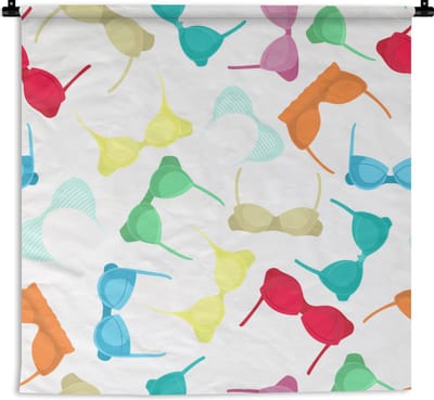 Wandkleed - Wanddoek - Bh - Regenboog - Vrouwen - Patroon - 90x90 cm - Wandtapijt