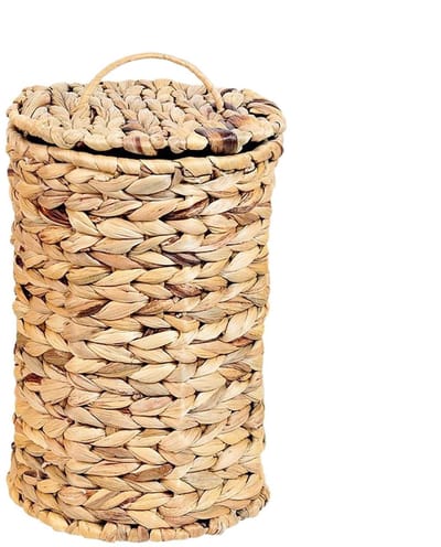 Decoratieve Prullenbak - Afvalbak Mand - Ruimte Organiseren - Handgeweven Waterhyacint - 30 x 19 x 19 cm - Natuurlijk