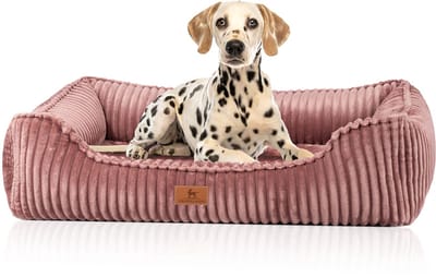 Knuffelwuff orthopedisch hondenbed Sedona van knuffelzachte ribcord M-L Roze