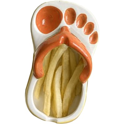 Plat à frites en céramique en forme de tongs mignonnes Assiette à frites Bol en céramique mignon en forme de tongs orange