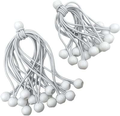 Tensioners voor zeilen en tenten, 30 stuks rubberen spanbanden met ballen, ideaal voor bevestigen en uitrekken van zeil- en tentdoeken