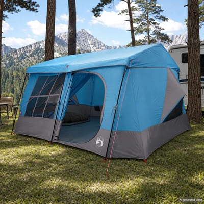 vidaXL - Gezinstent - met - regenhoes - waterdicht - 9-persoons - Blauw