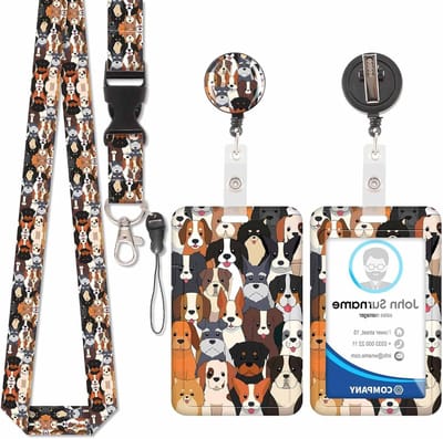 Badgehouder met koord - Kaarthouder ID-clip - Identificatie op werk - Intrekbare roller - 3 x 4.5 inch - Hond-1
