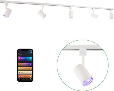 Smart Railsysteem 1-fase | HUE compatible | 3 Meter | Wit | Incl. 5x smart GU10 spots