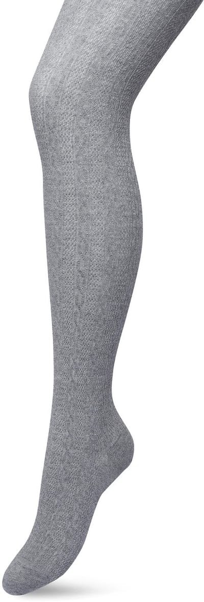 Bonnie Doon Bio Kabel Maillot Dames Grijs maat S/M - Ingebreid Kabel patroon - Biologisch Katoen - Uitstekend draagcomfort - Classic Cable Tights - OEKO-TEX - Gladde Naden - Klassiek - Medium Grey Heather - BP211903.112