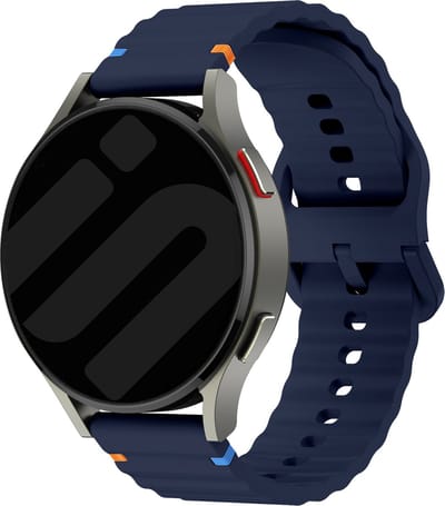 Strap-it Smartwatch bandje 20mm - Siliconen Wave bandje geschikt voor Samsung Galaxy Watch Active (2) / Watch 3 - 41mm / Watch 1 - 42mm / Gear Sport - Amazfit Bip / GTS - Polar Ignite / Unite / Pacer - donkerblauw