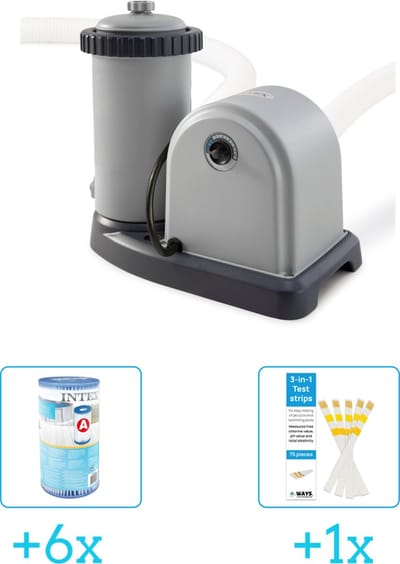 Intex 28636GS Filterpomp - 5.678 liter per uur inclusief Intex Filter Cardridge - Type A (6 stuks) & WAYS Testrips (1 stuks)