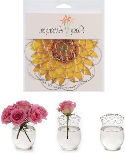 Bloemstuk Houder - Vaas Organizer - Bloemen Schikken - Buigbaar Rooster - 6 Inch Diameter - Geel