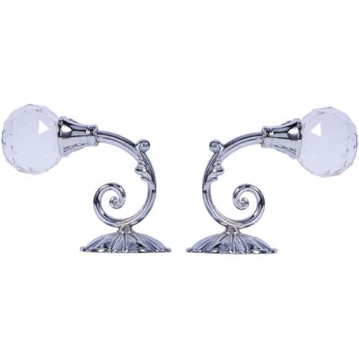 2x Metalen Kristalglas Gordijnvastzetters Muur Raam Gordijn Tieback Haken Hanger Houder 4Kleuren silver white