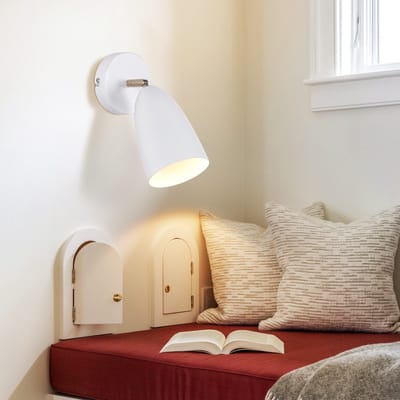 NETTLIFE Wandlamp Binnen - GU10 Fitting - Wit - Draaibaar Slaapkamerlamp - Modern Hal Wandspot - Metaal - voor Woonkamer | Keuken | Trappenhuis - Zonder Lamp