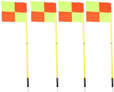 Dailygoods- Hoekvlaggenset Duurzaam - 4 Vlaggen - 1,5 m - Voetbalstangen - Hoge Zichtbaarheid - Eenvoudig te Gebruiken - Voetbalvlaggen