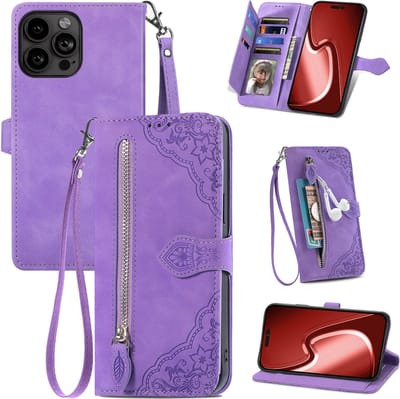 Hoesje geschikt voor iPhone 11 - Bookcase - Koord - Pasjeshouder - Portemonnee - Bloemenpatroon - Kunstleer - Paars