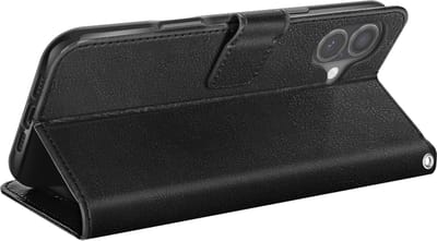 Mayaxess, Hoesje geschikt voor iPhone 17 - Wallet Case met Koord & Stand, Zwart