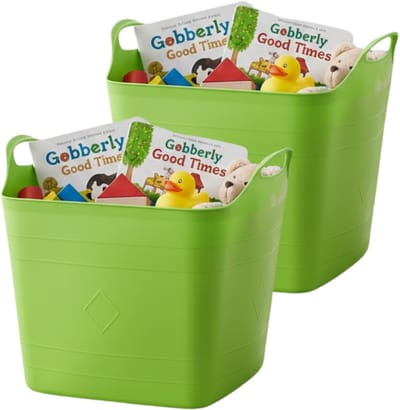 Storage solutions speelgoedmand - 2x - groen - 25 l - kunststof - 40 x 35 cm - opbergmand