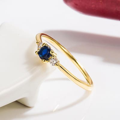 Trendy 14k gouden kleur sieraden saffier ring voor vrouwen Doe mee met het feest Blauwe topaas edelsteen Zilver 925 sieraden trouwringen vrouwen 6 goud