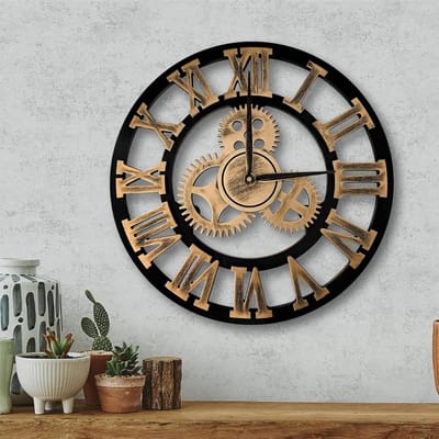 DailySupplies® Klok - Wandklok Modern - Klokken - Industrieel - Zwart en Goud