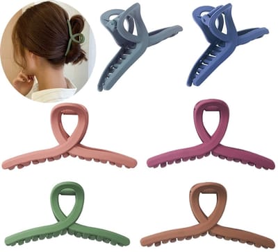 Dailygoods- Haarclips Grote Sterke Hold - 6-Pack Haarklauwclips - Modieuze Klauwclips - Voor Dames en Meisjes - 11 x 5,5 cm - Veelkleurig - Haarklauw