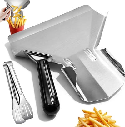 Franse Friet Schep 22.5 x 21 cm RVS Frietschep met Handvat voor Thuis, Keuken en Snacks, Ideaal voor Frietjes en Desserts
