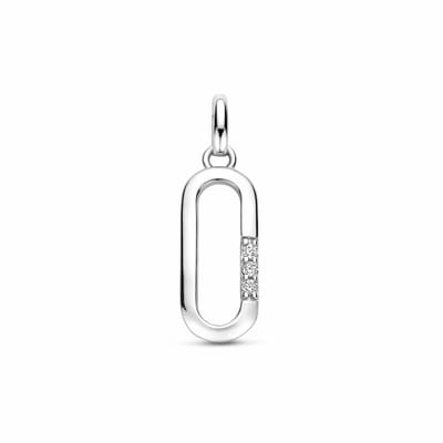 Zilveren gerhodineerde hanger zirkonia 20 mm - 1341823