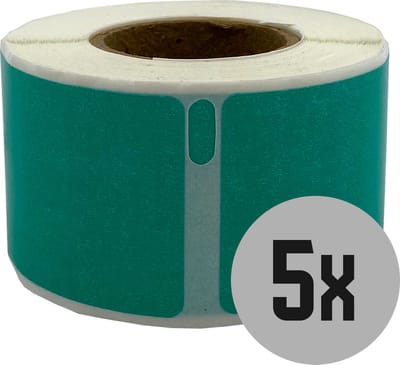 DULA Dymo kompatible Etiketten, S0722370 99010, 28 x 89 mm, Grün, Permanent, 5 Rollen, 130 Etiketten pro Rolle