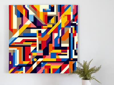 Pixel art picasso schilderij | Picasso's abstracte meesterwerk in een kleurrijk pixelachtig jasje gestoken | Kunst - 40x40 centimeter op Canvas | Foto op Canvas
