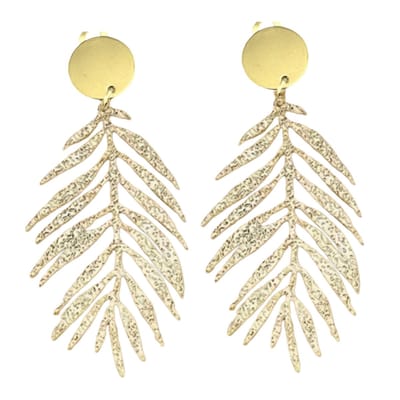 Clip oorbellen -goudkleurig -varen blad -8 cm- geen gaatje- Charme Bijoux