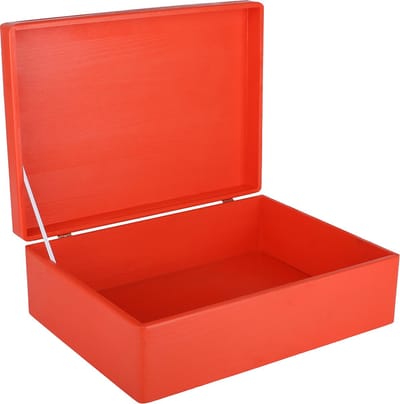 Creative Deco XL Rood Houten Doos Opbergdoos | 40 x 30 x 14 cm | met Deksel | Kerst, Kerstmis Cadeau