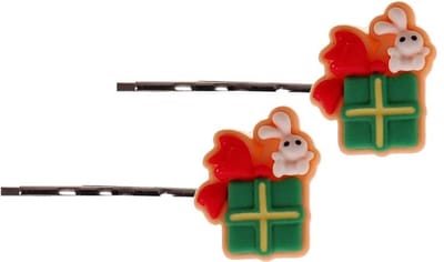 Schuifspeldjes Zilverkleurig Kerstthema - Pakje/Cadeautje & Konijntje - Set 2 Stuks - 2,5cm
