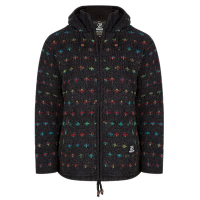 Gebreid Wollen Dames Vest van Schapenwol met Polyester Fleece voering en vaste capuchon met binnenkraag - SHAKALOHA - W Flake XL