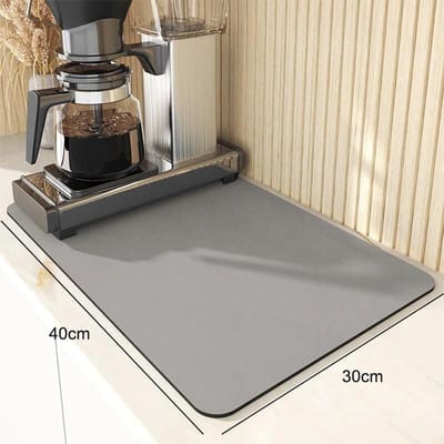 1 tapis de séchage de couleur unie, antidérapant, absorbant, pour la table, le comptoir de cuisine, les égouttoirs, les sets de table gris clair