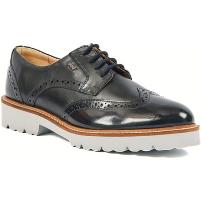 Pod Kortney Leer Vrouwen Navy Patent Brogues Schoenen
