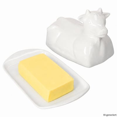 Porseleinen botervlootje wit in de vorm van een koe - 24302175