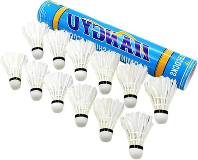 Badminton Ballen - Oefen Shuttles - Sport Beoefenen - Duurzaam Eendenveer - 12 Stuks - Wit
