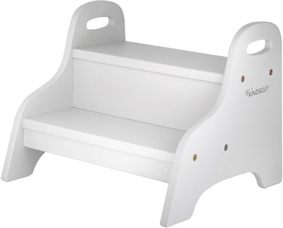 Kindsgut - Opstapkrukje Kind - Lichtgrijs houten ontwerp - 2 treden - Duurzaam & Eenvoudige montage - Toiletkrukje kinderen