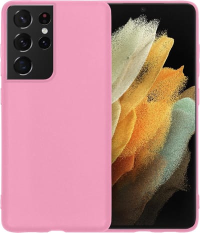 Hoesje - Geschikt voor Samsung Galaxy S21 Ultra - Sterk & Shockproof - Hoes Cover - Siliconen Case - Telefoonhoesjes - Roze