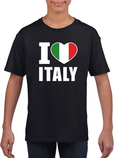 Zwart I love Italy supporter shirt kinderen - Italie shirt jongens en meisjes 110/116