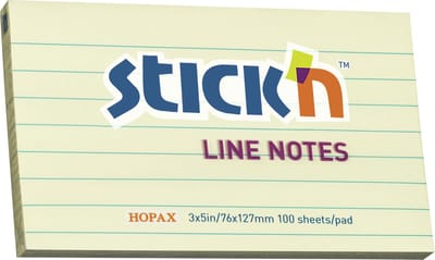 Stick'n sticky notes - 76x127mm - Gelinieerd - Pastel geel - 100 Memoblaadjes