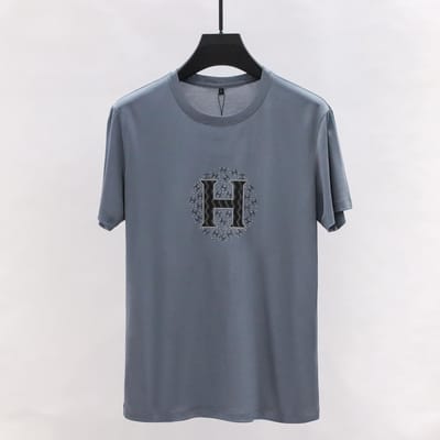 Printemps Été Vêtements Homme Soie T-shirt Décontracté à Manches Courtes et Col Rond pour Homme M gray